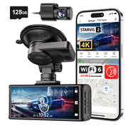 REDTIGER 4K STARVIS 2 Dashcam Front Rear, 5GHz WiFi 20MB/s, Free 128GB Card | Voice Control, Touch Screen, GPS, Loop Recording, Parking Mode, Audio Recording, WDR Night Vision, Supercapacitor(F7N Touch)