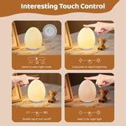 MediAcous Night Light for Kids, 7 Colors Changing Egg Light for Nursery | Stepless Dimming, Soft Silicone Touch Night Lamp with 1 Hour Timer, Rechargeable Nursery Night for Breastfeeding