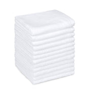Amazon Basics Cotton Washcloths, Lightweight Quick-Dry, Absorbent Face and Body Towel Set, 12" x 12", White, 12-Pack