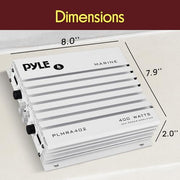 Pyle Hydra Marine 400W 4-Channel Waterproof Amplifier - PLMRA402 | 400W 4-Channel Marine Amplifier with IP-01 Waterproof Rating