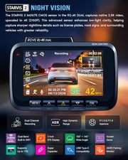 ROVE R2-4K Dual Dash Cam Front and Rear, STARVIS 2 Sensor, Free 128GB Card | 4K Upscaled Front + FHD Rear Recording, 5.8GHz WiFi, 20MB/s Download Speed, App, GPS, 3" IPS, 24Hr Parking Mode, Night Vision