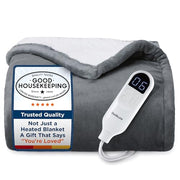 Bedsure Heated Blanket Throw Blanket with Preheat Function - Fast Heating Electric Blanket, Soft Flannel Throw with 6 Time Settings(Up to 10H), 6 Heating Settings, Gifts for Grandma (50"x60", Grey)