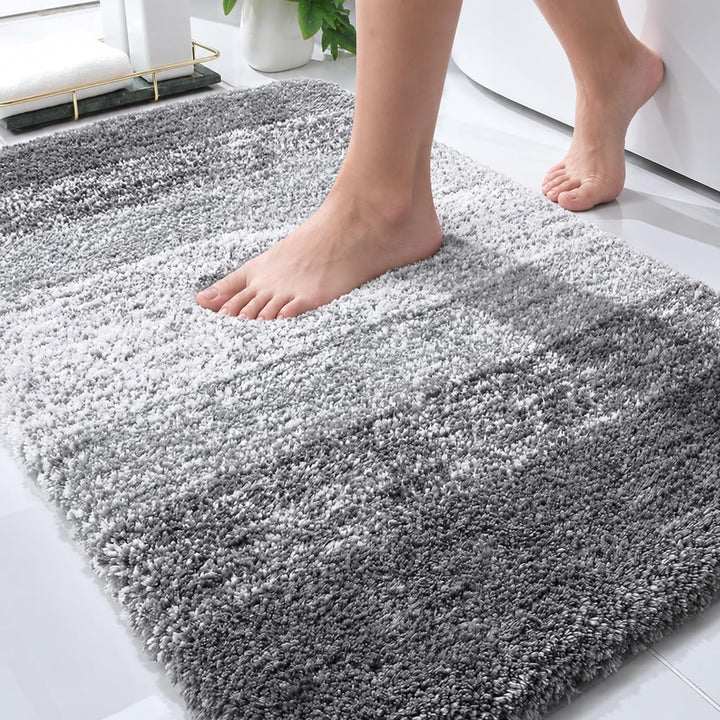 OLANLY Bathroom Rugs Mat 30x20, Extra Soft Absorbent Microfiber Bath Rugs | Grey, Non-Slip Quick-Drying Rubber Backing, Machine Washable Plush Bath Mat for Floor, Tub and Shower, Home Decor Accessories
