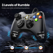 VOYEE PC Controller, Wired Compatible with Xbox 360 & Slim/Windows 10/8/7 | Upgraded Joystick, 7.2ft Cord, Ergonomic Grips, Double Shock | Enhanced (Black)