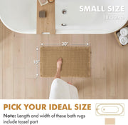 MIULEE Set of 2 Waffle Bathroom Rugs Boho Bath Mat Brown 18x30 Inch | Non Slip, Super Absorbent, Washable, Ultra Soft, Rubber Backed Bath Rugs for Bathroom Floor Tub Shower