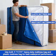 TICONN 2PK Plastic Mattress Bags for Moving, Waterproof Mattress Cover | 1.5 Mil 103"x62"x16", 3D Gusset Design, Tear Resistant & Dust Protection Mattress Protector for Moving and Storage