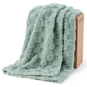Bedsure Checkered Fleece Throw Blanket,Cute Home Decor,Sage Green,50"×60" | Couch/Sofa/Bed/Office, Lightweight Design, Soft Cozy Cute, All Season, Gifts for Women Girls, Bedroom Home Decor