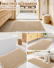 Smiry Waffle Bath Mat 30X20, Extra Soft Absorbent Bathroom Rugs, Brown | Non Slip Machine Washable Quick Dry Bath Rugs for Bathroom Floor, Tub, Shower, Home Decor Accessories
