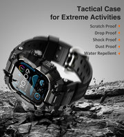 ULTIMAL Rugged Case with Band for Apple Watch Ultra 4/3/2/1, 49mm Black | Military-Grade Shockproof Bumper Cover with Tactical Band Men, Built for Rugged Protection, Secure Fit and Everyday Comfort