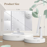 HUONUL 2X/3X/10X Magnifying Vanity Mirror with Light, Trifold Makeup Mirror | Touch Dimming, Dual Power, Clear View for Makeup, Skincare. Dorm Room Essentials. Birthday Gifts for Women, Mom, Wife, Girls