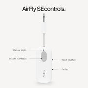 Twelve South AirFly SE, Bluetooth Wireless Audio Transmitter Adapter, White | Bluetooth Adapter for AirPods/Headphones, 20+ Hr Battery, Works with 3.5mm aux Jacks on Airplanes, TVs, Gym Equipment, Travel