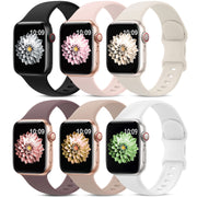 6 Pack Sport Silicone Bands Compatible with Apple Watch Band for Women Men | 38mm 40mm 41mm 42mm 44mm 45mm 49mm 46mm Waterproof Strap for iWatch Apple Watch Series 12 11 10 9 Ultra 8 7 6 5 4 3 2 1 SE