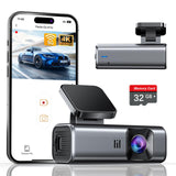 galphi 4K Dash Cam Front, 5GHz WiFi, 32GB Card Included, Mini Dashcam | Screen-Free, APP Control, 160° Wide Angle, G-Sensor, Loop Recording, 24H Parking Monitor, Night Vision, Easy Install