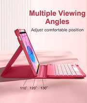 Hamile for iPad A16 11th 10th Generation Case with Keyboard - Wireless | Backlit Detachable Folio Keyboard Cover, Pencil Holder, for iPad A16 11-inch 2025 10th Generation 10.9 Inch 2022, Pink