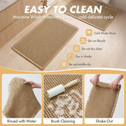 MIULEE Set of 2 Waffle Bathroom Rugs Boho Bath Mat Brown 18x30 Inch | Non Slip, Super Absorbent, Washable, Ultra Soft, Rubber Backed Bath Rugs for Bathroom Floor Tub Shower