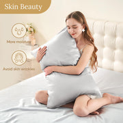 INFIIXSO Mulberry Silk Pillow Cases Standard Size with Zipper, Light Grey | Ultra Smooth & Soft Silk Pillowcase for Hair & Skin, Cooling Pillow Cover for Hot Sleepers, Hidden Zipper, 1Piece 20"x26"