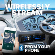 BOSS Audio Systems MCKG634B.6 Marine Boat Stereo, 6.5 Inch Speakers (Pair) | AM/FM radio receiver, USB and aux inputs, weatherproof design, dipole antenna, front and rear pre-amp outputs