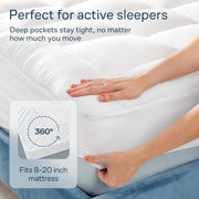 Niagara Sleep Solution 100% Cotton Top Queen Size Mattress Pad, Pillow Top | Cloud-Like Soft Mattress Topper, Breathable Cover, 20" Deep Pocket, Back Pain Relief, Perfect for Hot Sleepers, White