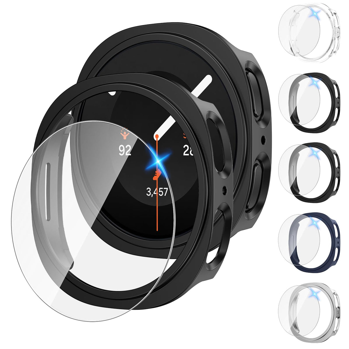 Tensea [5+5Pack for Samsung Galaxy Watch 8/9 Screen Protector Case 44mm | Hard PC Bumper/HD Tempered Glass Protective Film Accessories, Face Cover Set, Galaxy Watch 8/9 44 mm Case for Women Men
