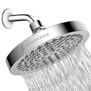 SparkPod Rain Shower Head, 6 Inch Round, Luxury Polished Chrome Finish | High Pressure Shower Heads, 90 Nozzles, Adjustable Showerhead, No Tools Needed, Universal Connection