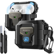 MOBOSI for AirPods Pro 3 Case 2025 with Drop-Proof Lock, Black | Cleaning Kit & Keychain, Compatible with MagSafe, Military-Grade Protection Hard Cover for iPods Pro 3rd Generation