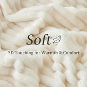 BEDELITE Ribbed Fleece Throw Blanket for Couch, Cream, 50"x60" | Ultra-Soft Plush Fleece, Cozy, Warm Yet Lightweight, Ribbed Texture, Home Decor, Machine Washable, Giftable, All-Season Use