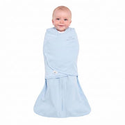 HALO SleepSack Swaddle | Cotton | 1.5 TOG | 68-75°F | 6-12 lbs |Baby Blue | 3-Way Swaddle: Arms In, Hands-to-Face or Arms Out | Double Zipper for Easy Changes | Hip-Healthy Design | Newborn 0-3 Months