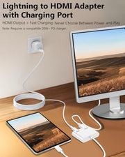 Lightning to HDMI Adapter for iPhone, [Apple MFi Certified] Digital AV Dongle, 1080P Sync Screen Cable with Lightning Charging Port for iPhone, iPad to TV/Projector/Monitor No Need Power Supply