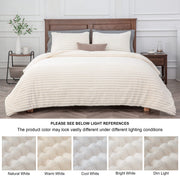 BEDELITE Fleece Queen Comforter Set, Fluffy Bed Set, Cream White | Super Soft & Warm Bedding, Luxury Fuzzy Faux Fur Comforter for Winter, Heavy Plush Bedding, with 2 Pillowcases