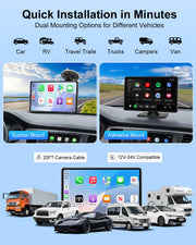9" CarPlay Screen for Car, Wireless Apple CarPlay & Android Auto | with 1080P Backup Camera, Night Vision, Mirror Link, Voice Control, Bluetooth/FM/AUX Audio, Portable Touchscreen Display