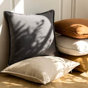 Foindtower Linen Solid Decorative Throw Pillow Covers 20x20 Natural Beige | Pack of 2 Boho Farmhouse Pillowcase,Accent Neutral Cushion Covers,Morden Home Decor for Chair Couch Sofa Bedroom Living Room