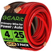 GEARit 4 Gauge Wire 25 FT Black + 25 FT Red, 4 AWG Amp Wire Battery Wires | Automotive Power Ground Cable for Car Audio Amp,RV,Trailer,Subwoofer,Inverter,Generator,Solar,Speaker,Truck(CCA,Black Red)