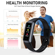 Fitness Tracker with 24/7 Heart Rate, Activity Trackers with Blood Pressure Sleep Monitor, 1.10" AMOLED Screen Step Tracker, Waterproof Step Counter, Health Smart Watch Pedometer for Women Men