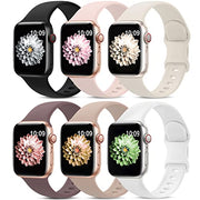 6 Pack Sport Silicone Bands Compatible with Apple Watch Band for Women Men | 38mm 40mm 41mm 42mm 44mm 45mm 49mm 46mm Waterproof Strap for iWatch Apple Watch Series 12 11 10 9 Ultra 8 7 6 5 4 3 2 1 SE
