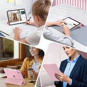 Moko for iPad A16 11th Generation Case 11 Inch 2025 with Pencil Holder,Pink | For iPad 10th Generation Case 10.9 Inch 2022, Slim Light Trifold Protective Cover with Hard PC Translucent Back Shell