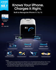 Anker Nano Smart Display Charger, 45W Max Fast Charger USB C for iPhone 17 | 180° Foldable Plug,Smart Recognition, Care Mode GaN USB C Charger Block for iPhone 17/16 (Non-Battery,1 USB-C Port,No Cable)