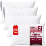 Ultimate Comfort Pillow Protectors with Zipper Standard Size - Set of 4 | Bed Bug & Dust Mite Proof Pillow Cases - 100% Waterproof, Soft & Moisture Wicking Pillow Encasements by Utopia Bedding