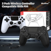 Wuthur 2 Pack Wireless Controller Compatible with PS4 / Pro/Slim (Black & White)