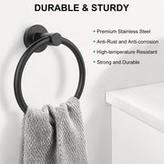 SetSail Towel Holder for Bathroom Wall Matte Black Towel Ring | Stainless Steel Hand Towel Holder Heavy Duty Towel Hanger for Bath, Kitchen