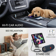 Nanxudyj AUX Cord 6ft, 3.5mm Stereo Audio Cable 90 Degree Right Angle Nylon Braided Male to Male for Car, Headphones, Speaker, PS4/PS5, PC, Tablets - Hi-Fi Sound Portable TRS Auxiliary Cable