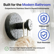 HOME SO Suction Cup Hooks for Shower & Bathroom Towel Holder 2-Pack Black