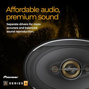 Pioneer A-Series Plus TS-A1681F 6.5" 4-Way Coaxial Car Speakers 350W Max | Ideal Factory Upgrade, Balanced Sound + Smooth Treble, Enhanced Bass, Installation Adaptors Included