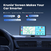 9.26" Wireless Portable Carplay Screen for Apple Car Play Android Auto OTA | 1600x600 IPS Touchscreen with OTA Updates, Backup Camera, Mirror Link, Bluetooth 5.0, Voice Control, GPS Navigation, FM
