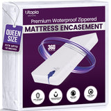 Waterproof Zippered Mattress Protector Queen Size, 12" Deep Pocket