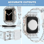 XYF Compatible for Crystal Clear Apple Watch Bands 45/44mm CrystalClear | Jelly Sport Strap&Bumper Case Cover for Men Women,Compatible for iWatch Series 9 8 7 6 5 4 SE 3 2 1,45mm/44mm Crystal Clear