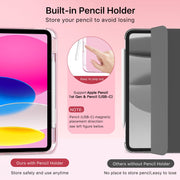 Moko for iPad A16 11th Generation Case 11 Inch 2025 with Pencil Holder,Pink | For iPad 10th Generation Case 10.9 Inch 2022, Slim Light Trifold Protective Cover with Hard PC Translucent Back Shell