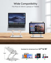 Nulaxy Ergonomic Adjustable Laptop Stand for Desk, Dual Foldable Computer Riser with Advanced Heat-Vent, Heavy-Duty Portable Notebook Holder for Posture Correction, Compatible with Mac 10-16" Laptops