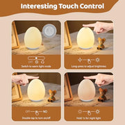 MediAcous Night Light for Kids, 7 Colors Changing Egg Light for Nursery | Stepless Dimming, Soft Silicone Touch Night Lamp with 1 Hour Timer, Rechargeable Nursery Night for Breastfeeding