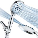 AquaCare 8-mode High Pressure Handheld Shower Head with 2-mode Power Wash | Stay Clean Nozzles, Dual Power Wash for Tub, Tile & Pets, Long 6 ft. Stainless Steel Hose, Wall & Overhead Brackets / Chrome