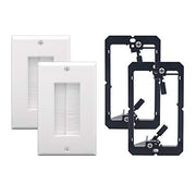VCE Brush Wall Plate Cable Pass Through with Bracket, White, 2-Pack